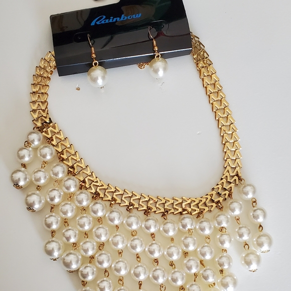📿Pearl necklace with earrings 📿 - Picture 3 of 6